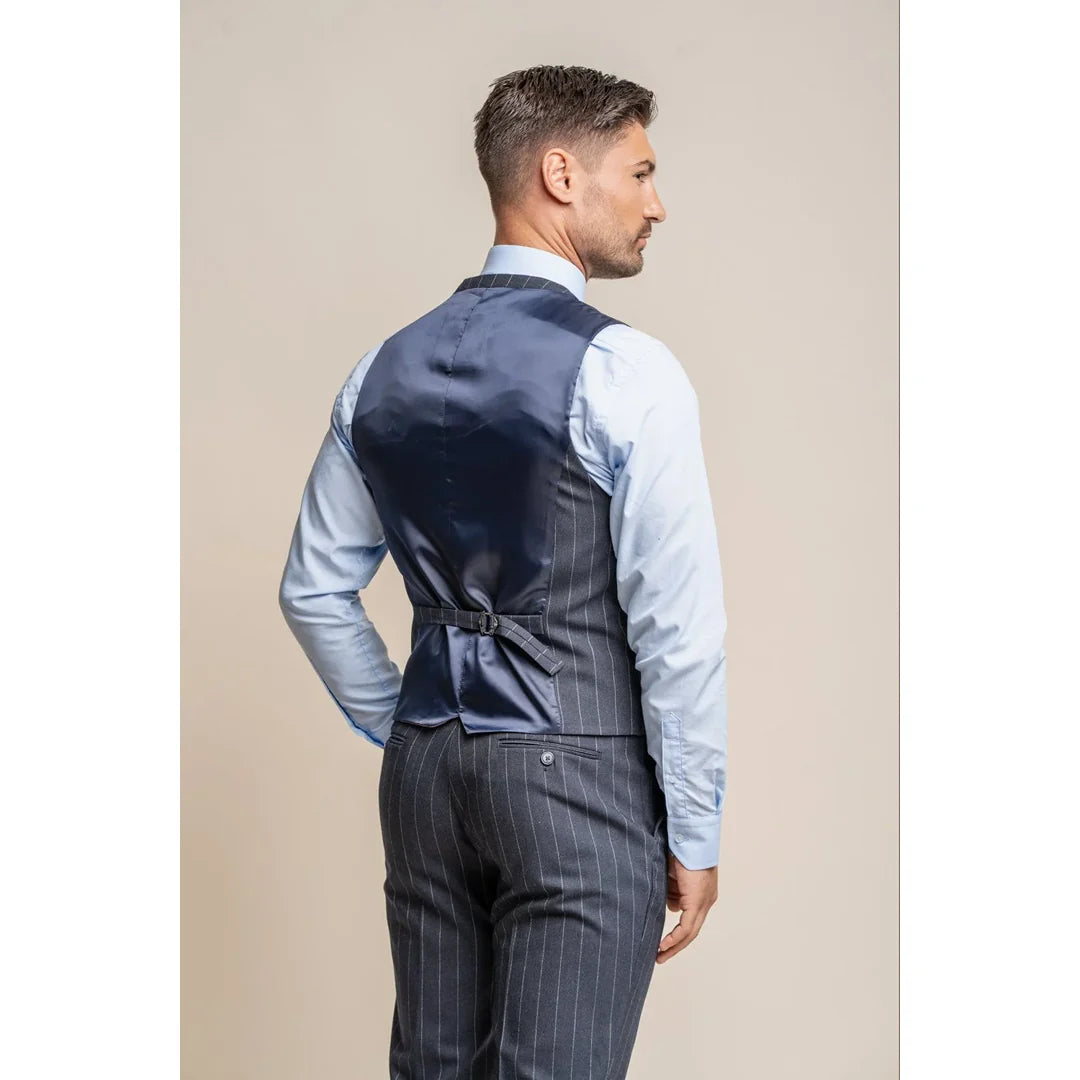 Voittamaton - Miesten tummansininen pinstripe-liivi