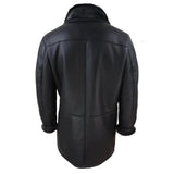 Miesten 3/4-tuumainen lampaannahkainen duffelitakki pitkällä nappivetoketjulla - musta
