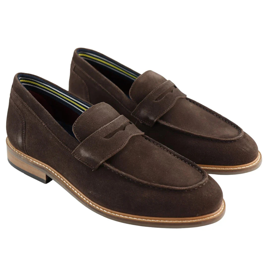 Miesten aidot mokkanahkaiset slip-on-loaferit, ruskeat, älykkäät, rento ja klassinen, mukava istuvuus