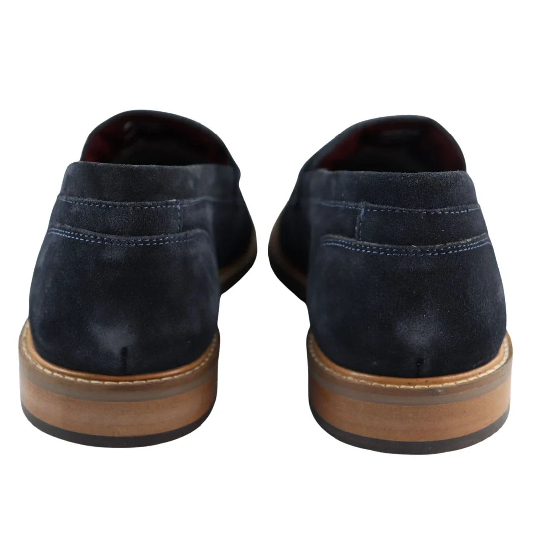 Miesten aidot mokkanahkaiset slip-on-loaferit, laivastonsiniset, älykkäät, rento ja klassinen, mukava istuvuus