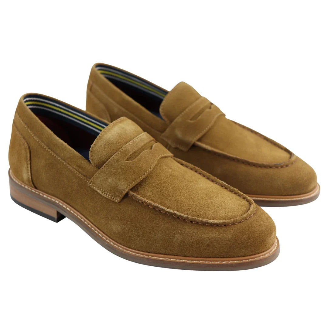 Miesten aidot mokkanahkaiset slip-on-loaferit, veneilykengät, ruskeat, älykkäät, rento ja klassiset, mukavat kengät