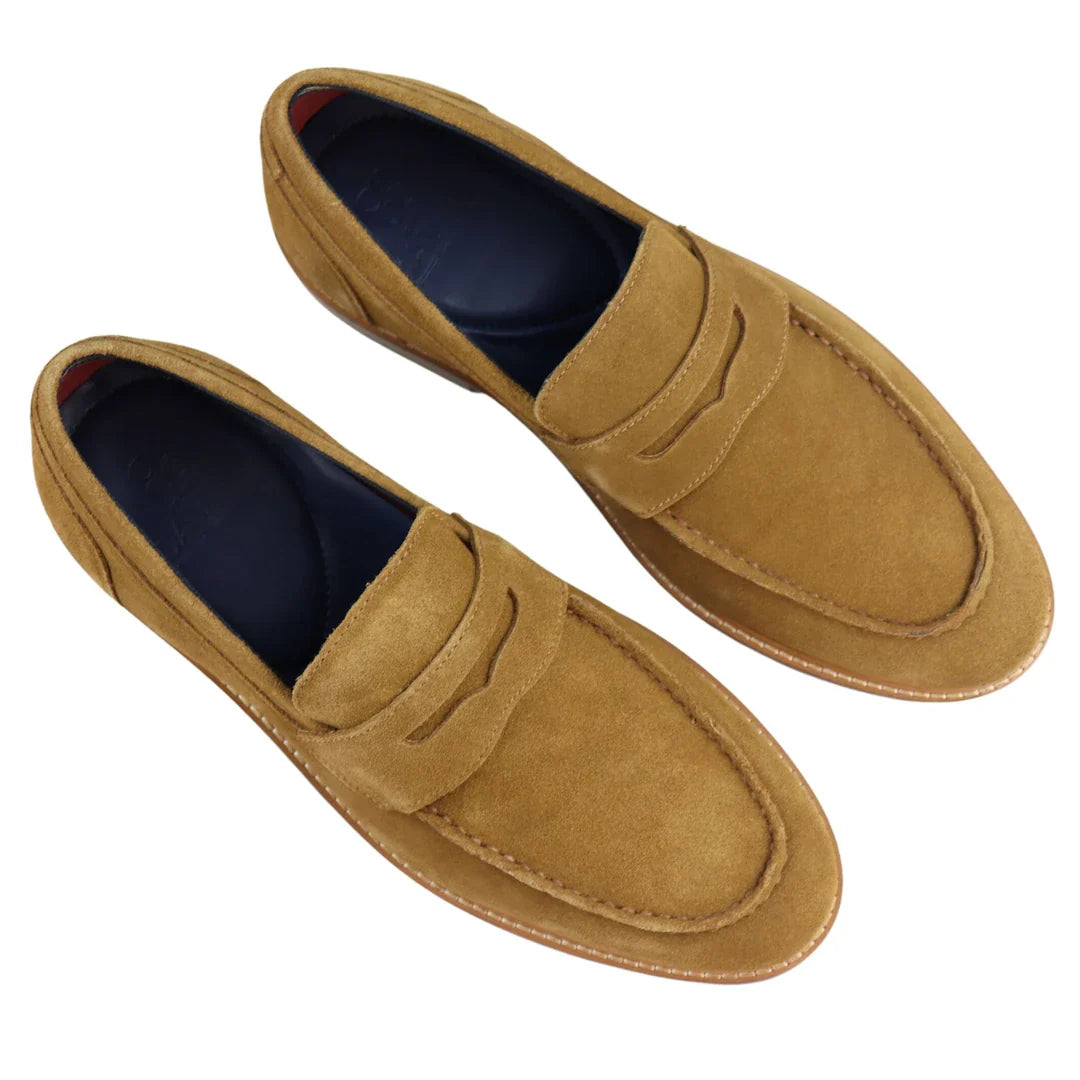 Miesten aidot mokkanahkaiset slip-on-loaferit, veneilykengät, ruskeat, älykkäät, rento ja klassiset, mukavat kengät
