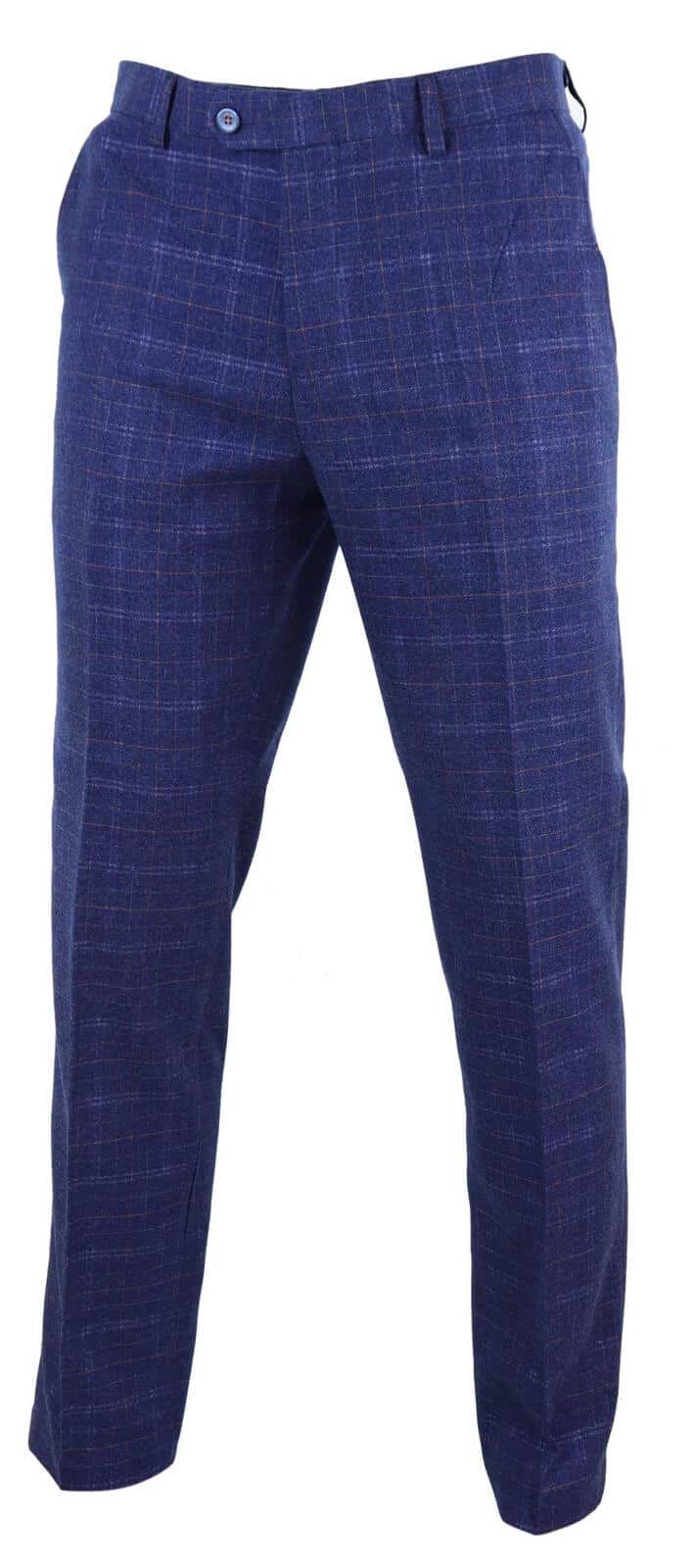 Miesten siniset tweed-ruutuhousut - Cavani Kaiser