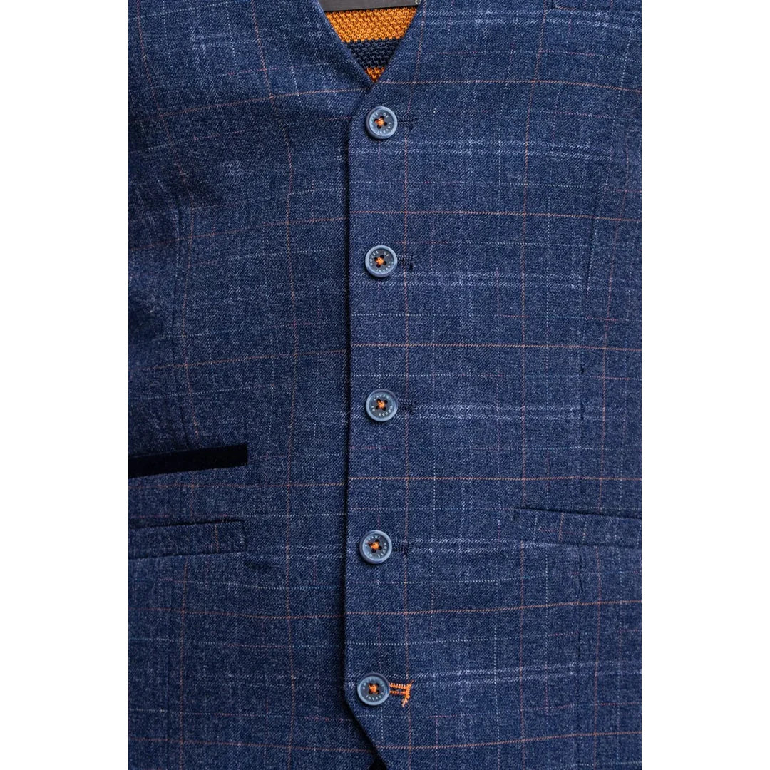 Kaiser - Miesten sininen tweed-ruutuliivi