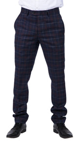 Kenneth - Miesten tummansiniset tweed-ruutuhousut