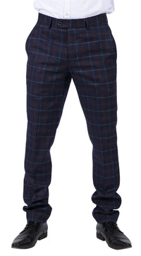 Kenneth - Miesten tummansiniset tweed-ruutuhousut