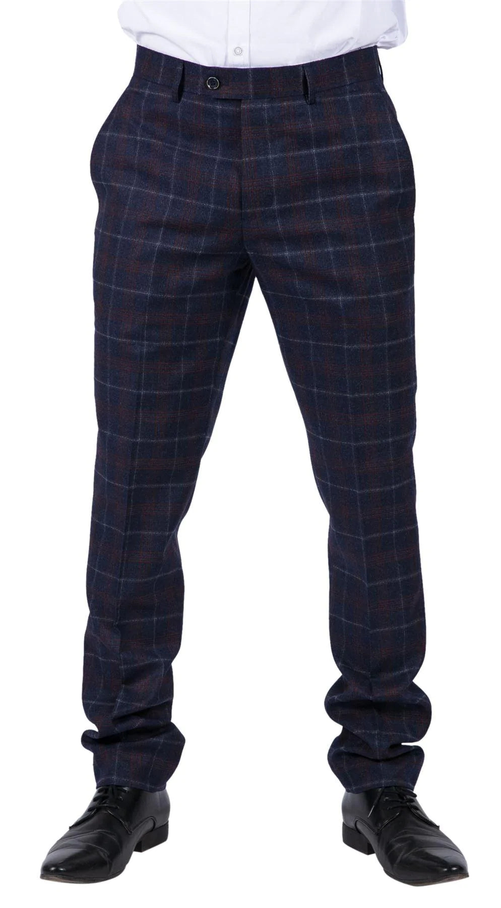 Kenneth - Miesten tummansiniset tweed-ruutuhousut