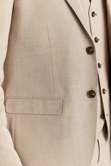 Miesten beige kolmiosainen tweed-ruutupuku