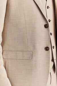 Miesten beige kolmiosainen tweed-ruutupuku