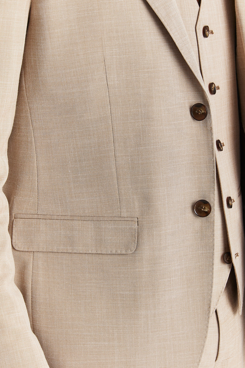 Miesten beige kolmiosainen tweed-ruutupuku