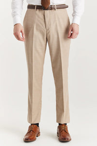 Miesten beige kolmiosainen tweed-ruutupuku