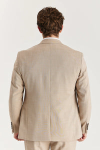 Miesten beige kolmiosainen tweed-ruutupuku