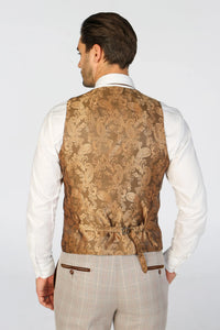 Leo - Miesten beige ruudullinen mittatilaustyönä tehty liivi