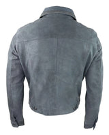 Miesten aito mokkanahkainen takki nahkafarkut denim lyhyt miesten biker-takki klassinen vintage harmaa