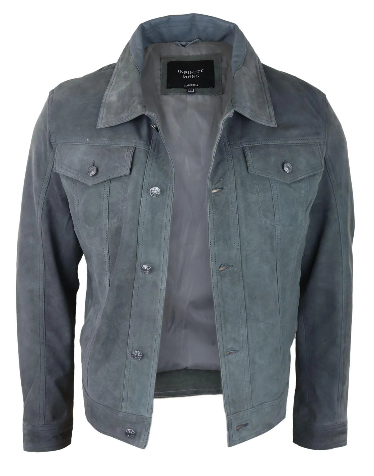 Miesten aito mokkanahkainen takki nahkafarkut denim lyhyt miesten biker-takki klassinen vintage harmaa