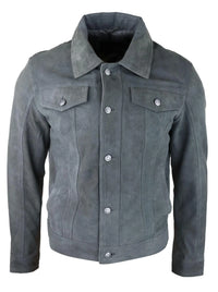 Miesten aito mokkanahkainen takki nahkafarkut denim lyhyt miesten biker-takki klassinen vintage harmaa