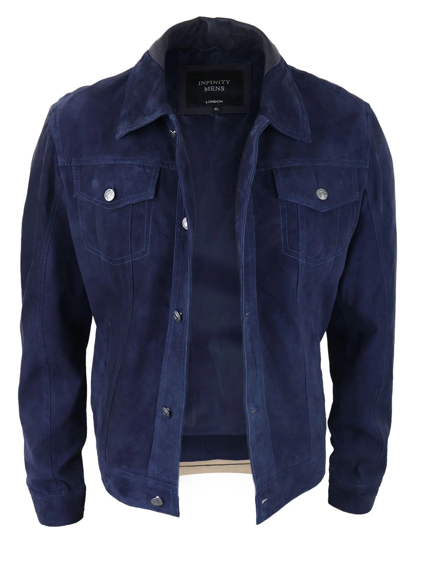 Miesten aito mokkanahkainen takki nahkafarkut denim shortsit miesten biker-takki klassinen vintage laivastonsininen