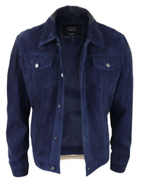 Miesten aito mokkanahkainen takki nahkafarkut denim shortsit miesten biker-takki klassinen vintage laivastonsininen