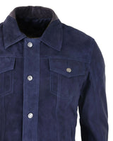 Miesten aito mokkanahkainen takki nahkafarkut denim shortsit miesten biker-takki klassinen vintage laivastonsininen