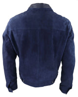 Miesten aito mokkanahkainen takki nahkafarkut denim shortsit miesten biker-takki klassinen vintage laivastonsininen