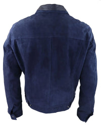 Miesten aito mokkanahkainen takki nahkafarkut denim shortsit miesten biker-takki klassinen vintage laivastonsininen