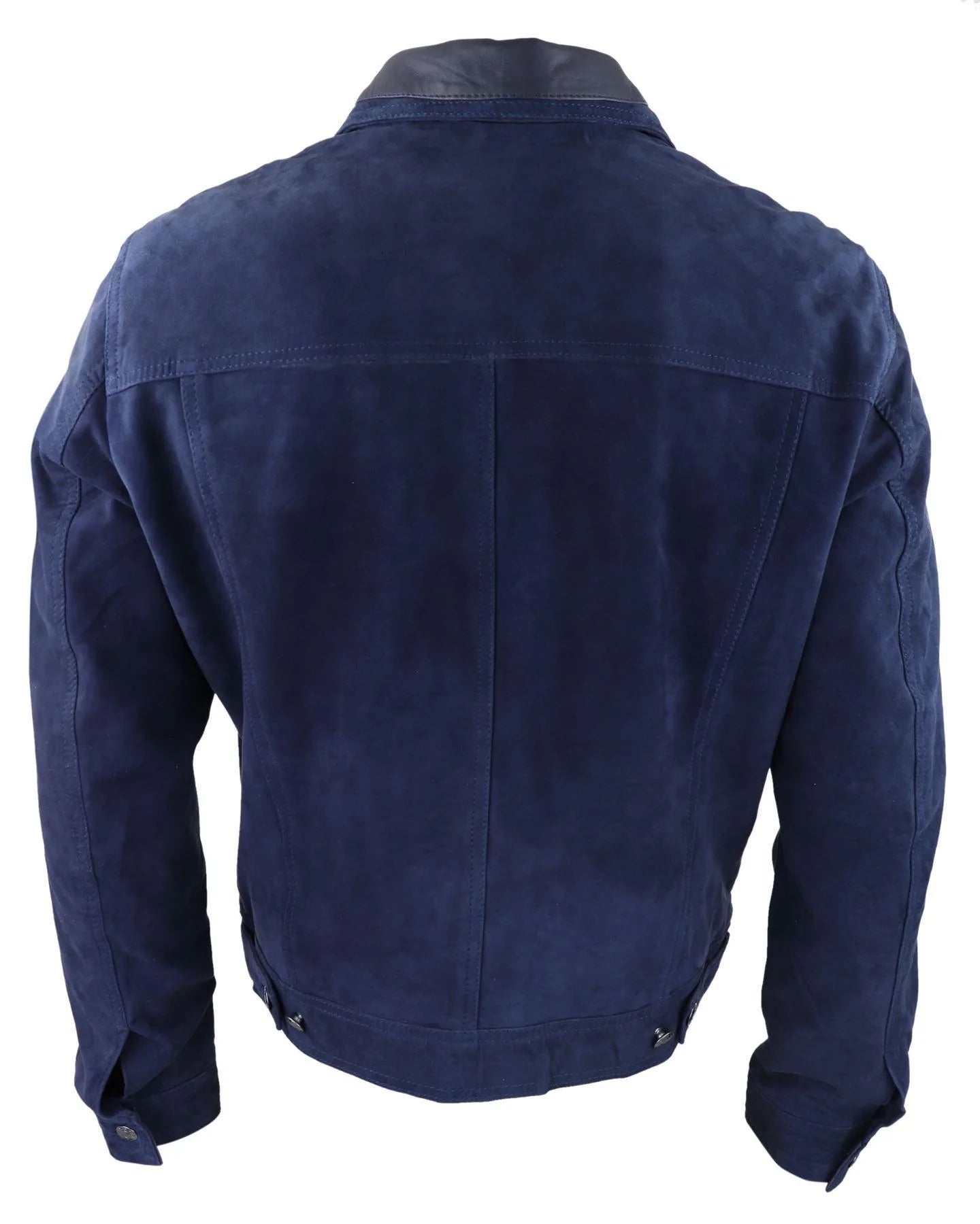 Miesten aito mokkanahkainen takki nahkafarkut denim shortsit miesten biker-takki klassinen vintage laivastonsininen