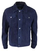 Miesten aito mokkanahkainen takki nahkafarkut denim shortsit miesten biker-takki klassinen vintage laivastonsininen