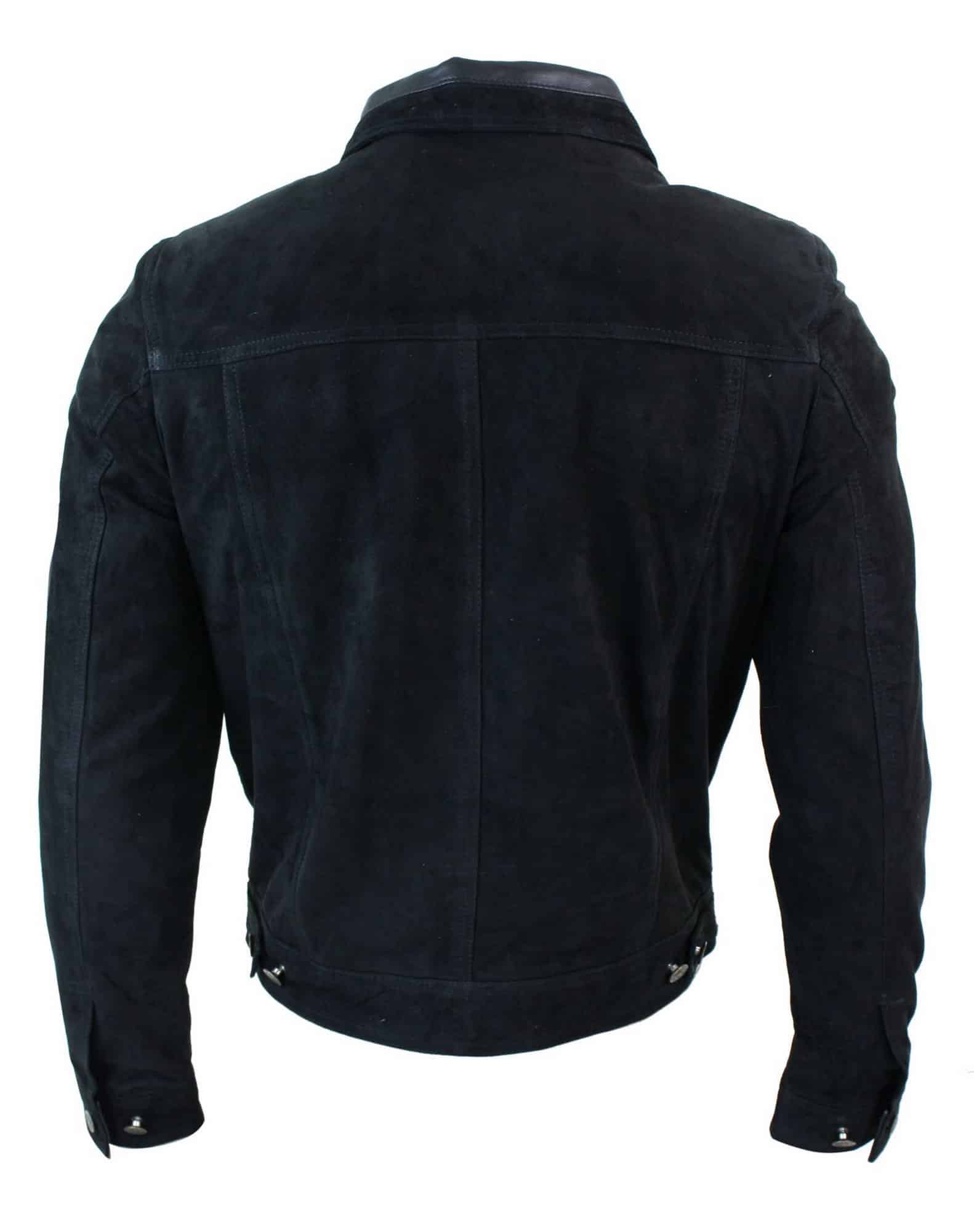 Aitoa mokkanahkaa miesten vintage-lyhyt farkkutyylinen retrofarkkutakki rento - musta