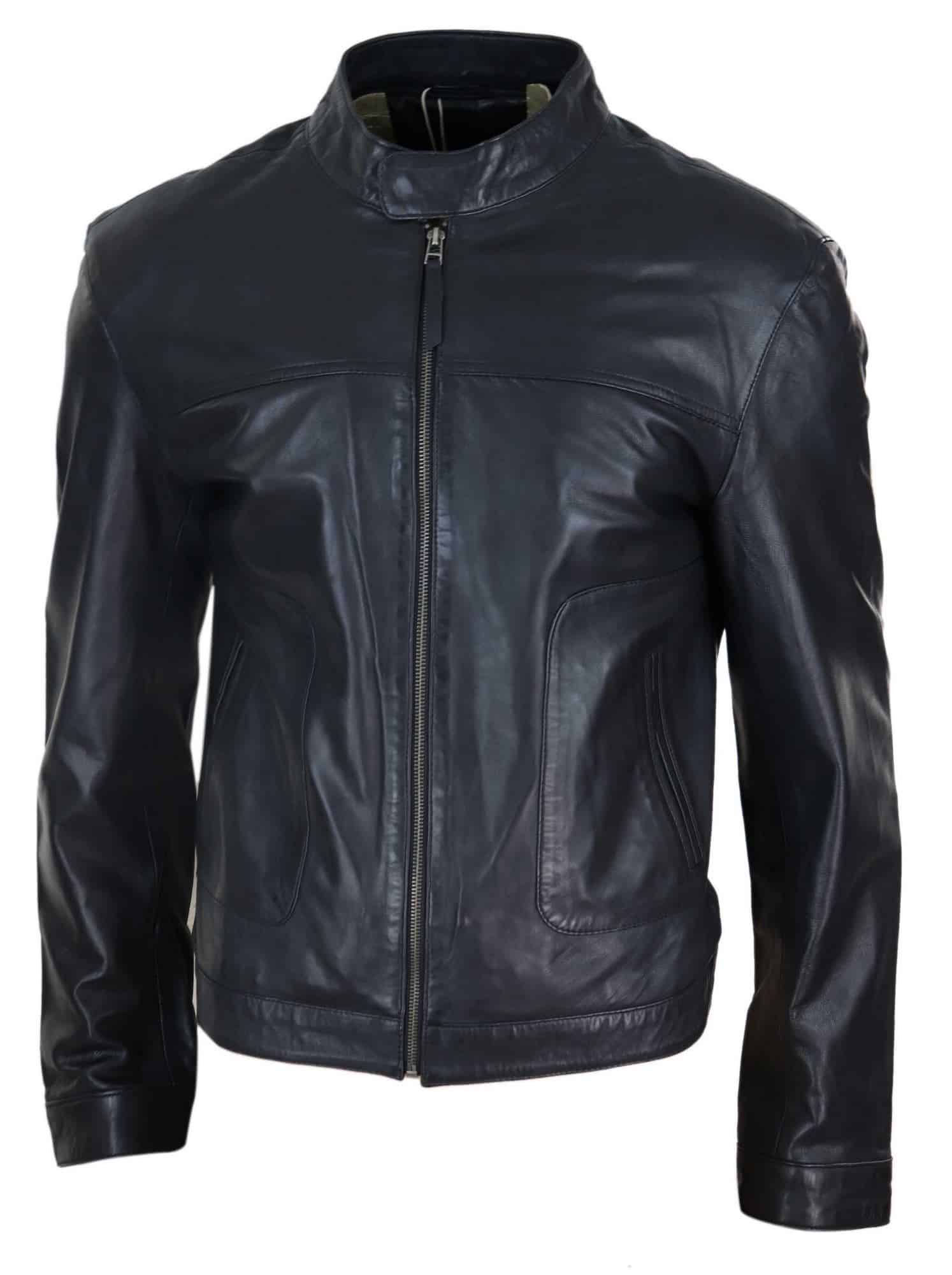 Aitoa nahkaa, miesten klassinen biker-tyylinen takki - musta