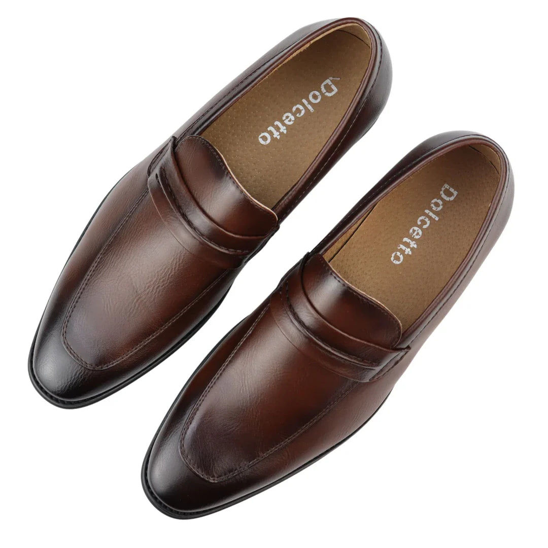 Miesten mokkasiinit, ruskeat loaferit, nahkavuori, slip-on-tyylikkäät muodolliset kengät