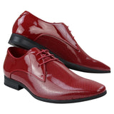 Miesten kengät, tyylikkäät, muodolliset, rei'itetyt, teräväkärkiset, punaiset, lakkanahkaiset, PU-nahkaiset