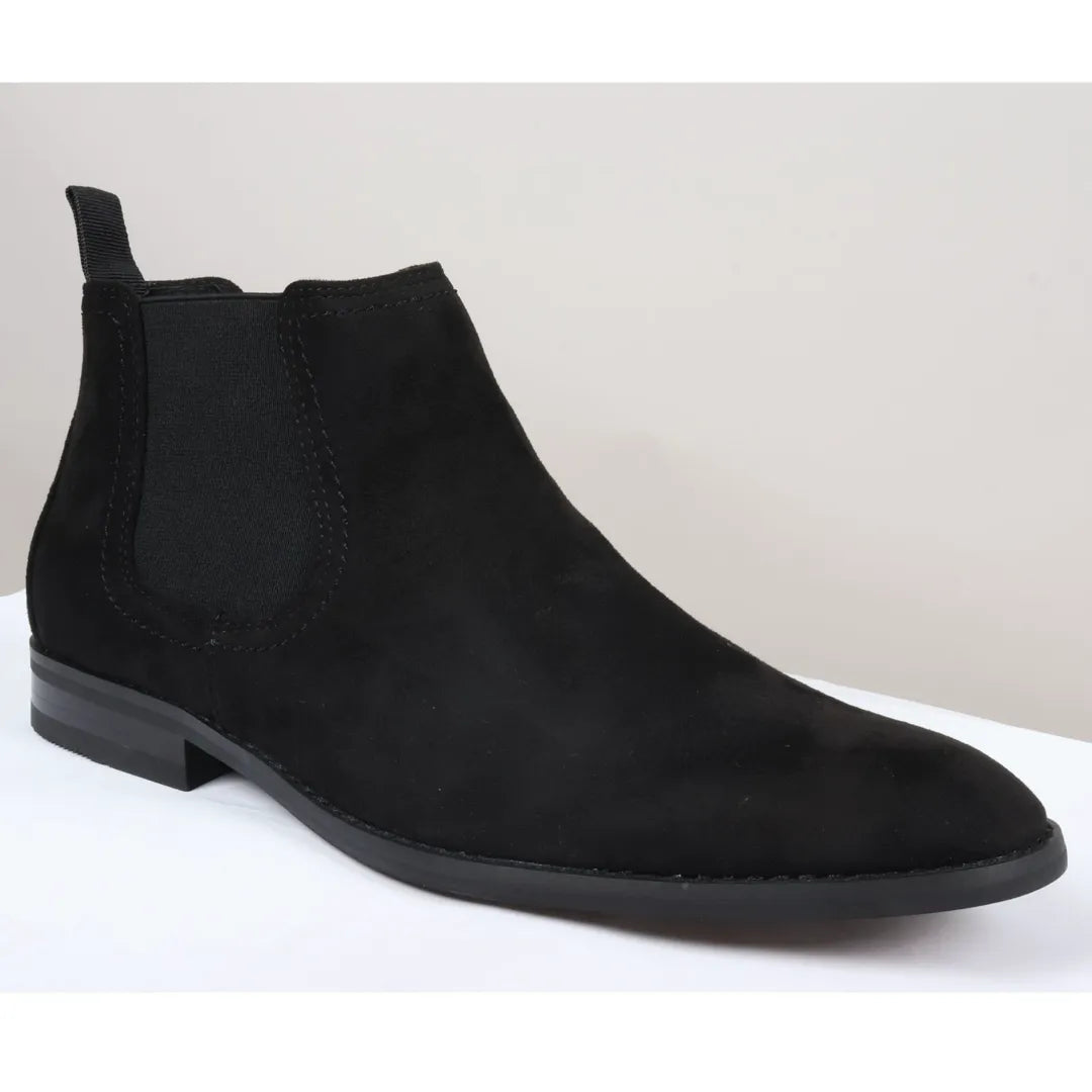 Miesten mustat mokkanahkaiset nahkavuoratut slip-on-saappaat