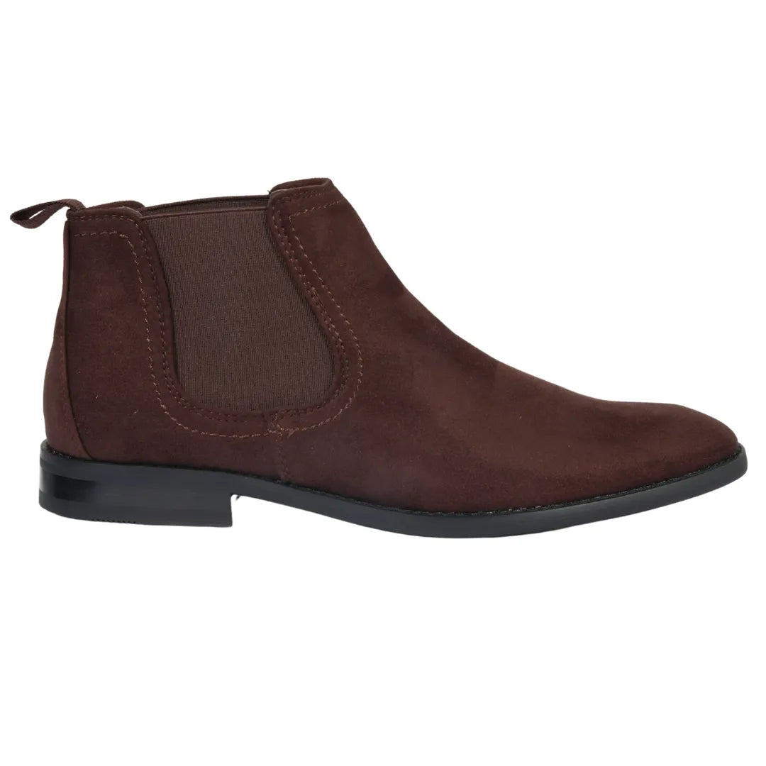 Miesten ruskeat mokkanahkaiset nahkavuorilliset slip-on-saappaat