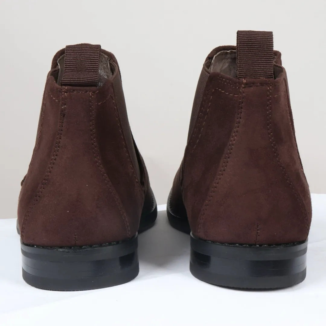 Miesten ruskeat mokkanahkaiset nahkavuorilliset slip-on-saappaat