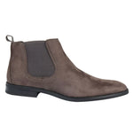 Miesten harmaat mokkanahkaiset nahkavuorilliset slip-on-saappaat