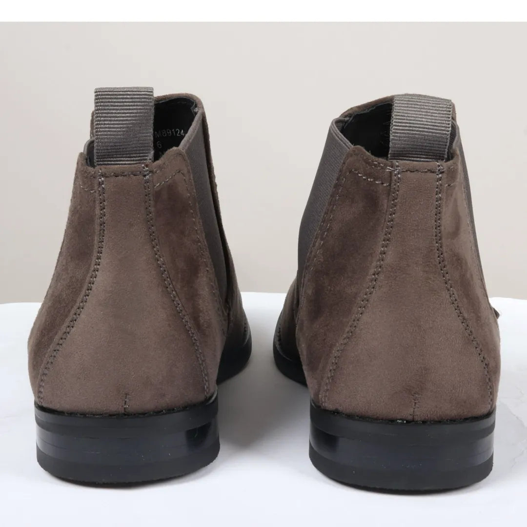 Miesten harmaat mokkanahkaiset nahkavuorilliset slip-on-saappaat