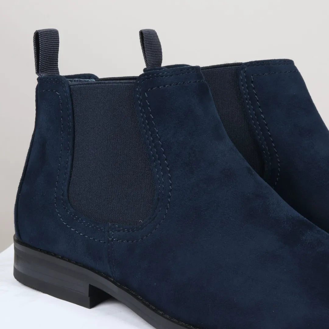 Miesten laivastonsiniset mokkanahkavuoratut slip-on-saappaat