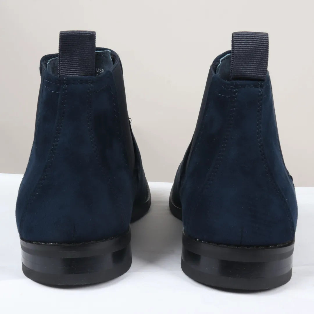 Miesten laivastonsiniset mokkanahkavuoratut slip-on-saappaat