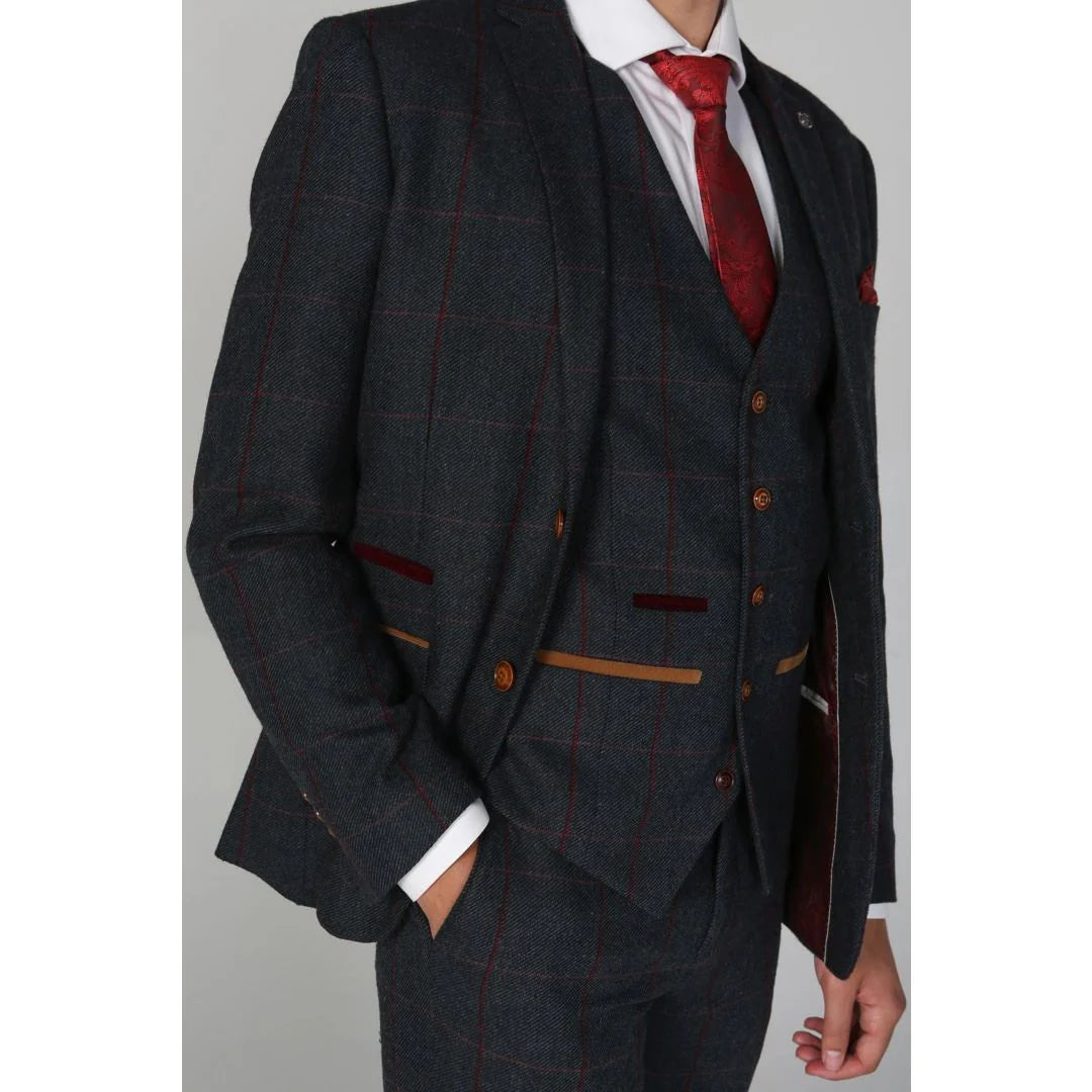 Madrid - Miesten sininen tweed-liivi