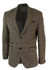 Miesten ruutukuvioinen vintage kalanruotokuvioinen tweed-bleiseri, harmaa, hiilenharmaa, istuva - tammi