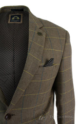 Miesten ruutukuvioinen vintage kalanruotokuvioinen tweed-bleiseri, harmaa, hiilenharmaa, istuva - tammi