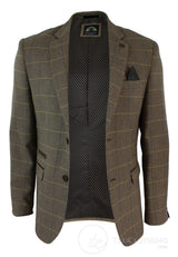 Miesten ruutukuvioinen vintage kalanruotokuvioinen tweed-bleiseri, harmaa, hiilenharmaa, istuva - tammi