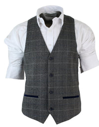Miesten Slim Fit -ruutuliivi, harmaanruskea, ruskea, tyylikäs rento tweed-ruutuliivi, tummansininen-harmaa, tummansininen