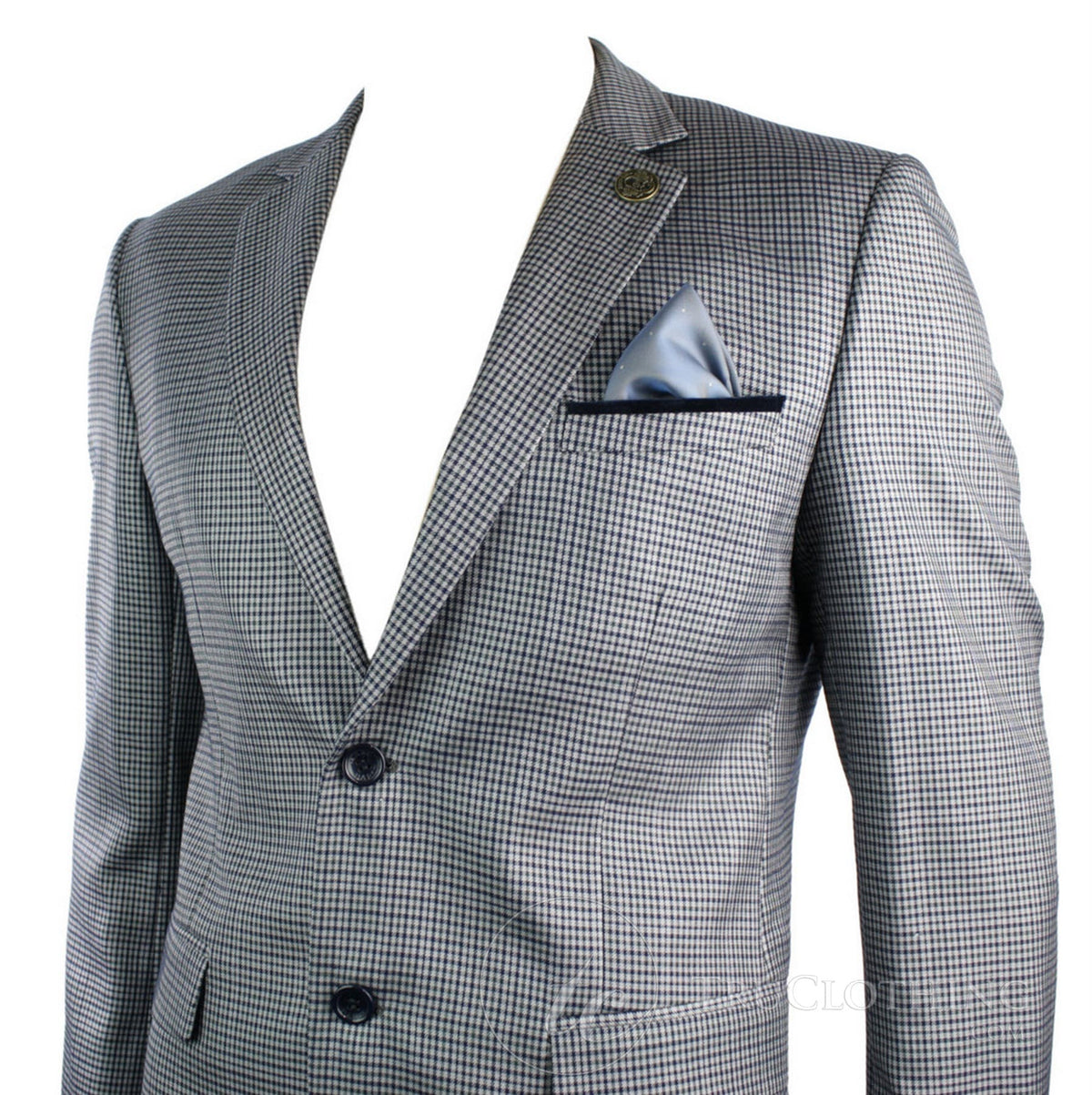 Miesten tweed-vintage-retro harmaa ruutubleiseri kyynärpääpaikoilla, mustat reunukset räätälöitynä