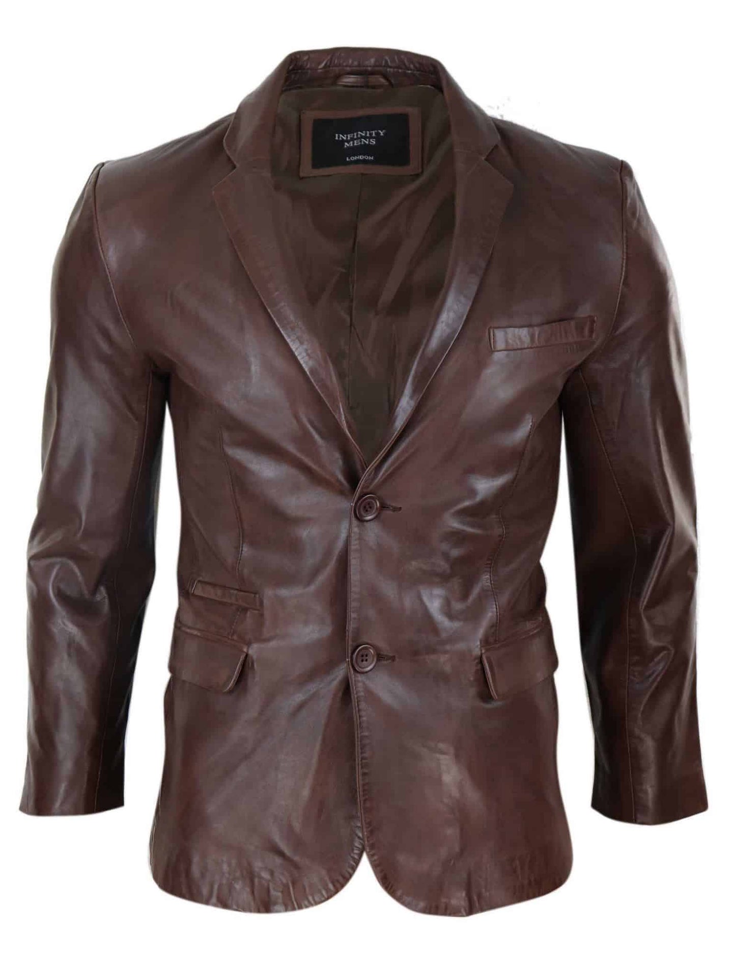 Miesten Slim Fit Ruskea Nahkableiseri