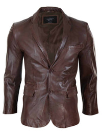 Miesten Slim Fit Ruskea Nahkableiseri