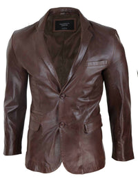 Miesten Slim Fit Ruskea Nahkableiseri
