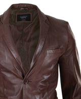 Miesten Slim Fit Ruskea Nahkableiseri