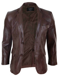 Miesten Slim Fit Ruskea Nahkableiseri