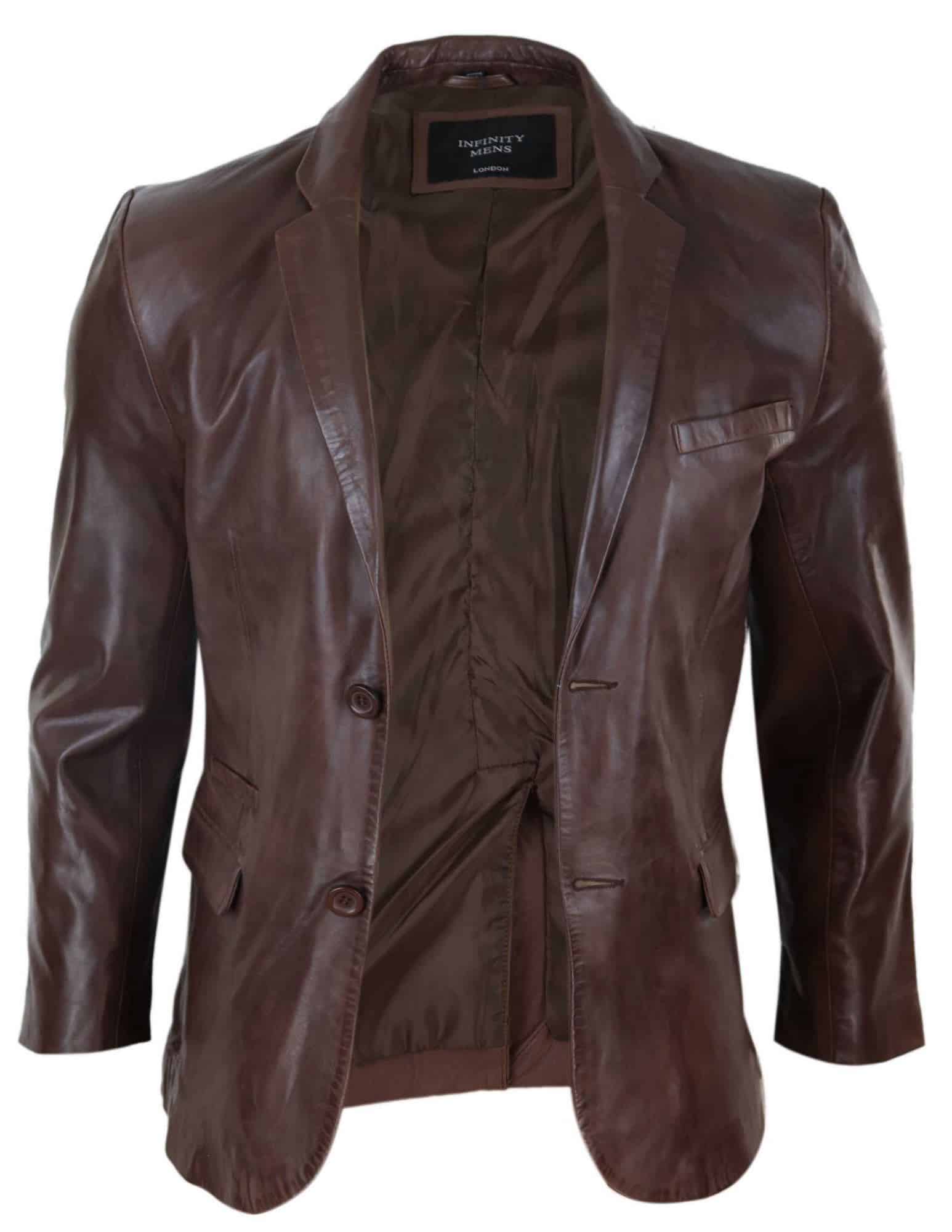 Miesten Slim Fit Ruskea Nahkableiseri